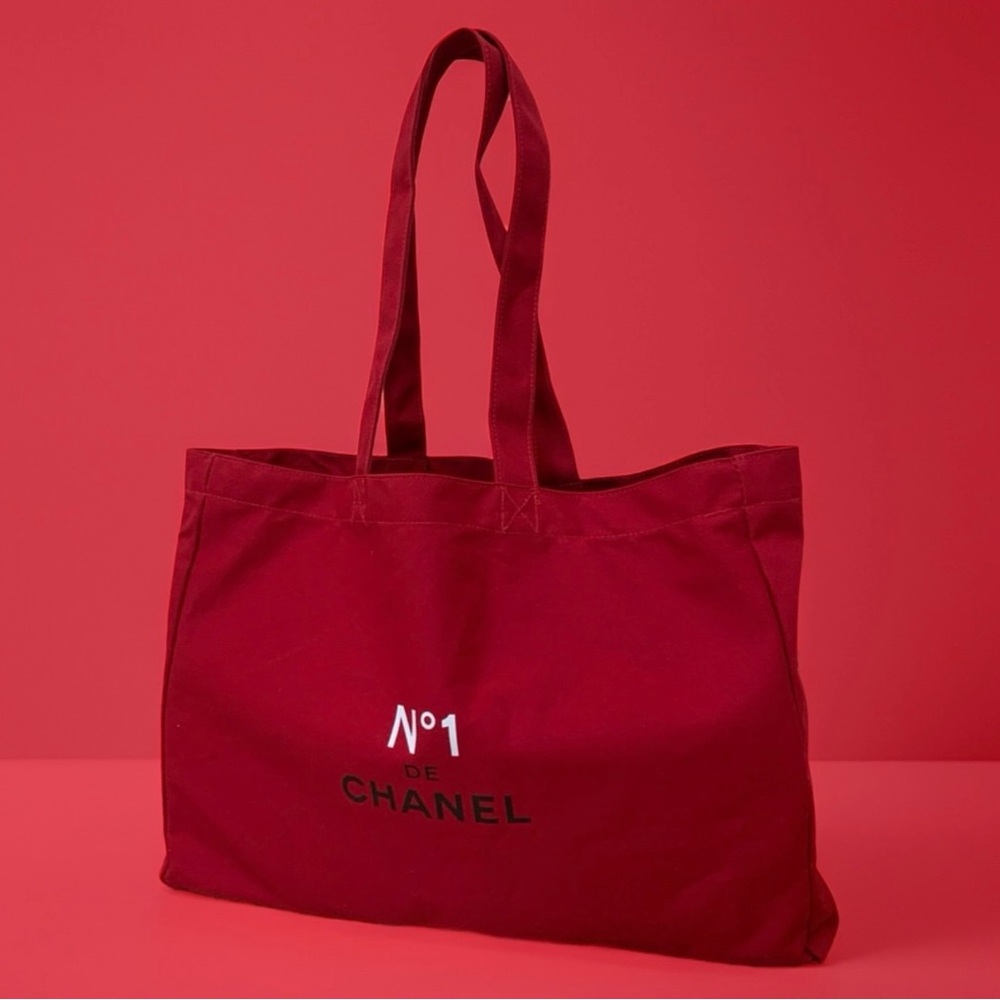 CHANEL Red Canvas Tote